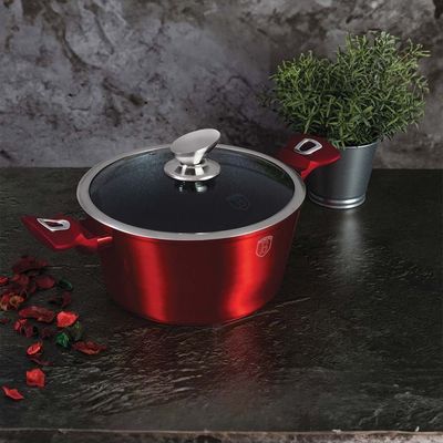 Berlingerhaus Casserole With Lid, 28 Cm, Metallic Line Burgundy Edition