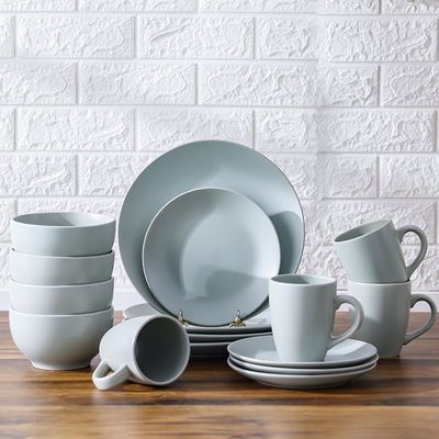  Apollo 16-Pc Color Glazed Stoneware Dinner Set - Grey - Serves 4