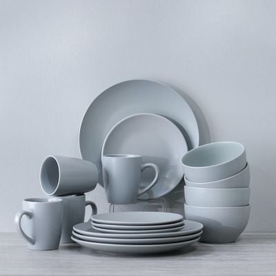  Apollo 16-Pc Color Glazed Stoneware Dinner Set - Grey - Serves 4