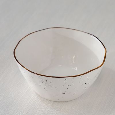 Aadira Bowl White,Gold 8 Inch