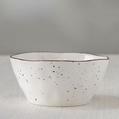 Aadira Bowl White,Gold 8 Inch