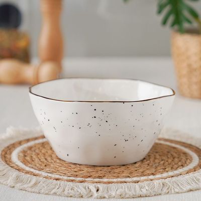 Aadira Bowl White,Gold 8 Inch