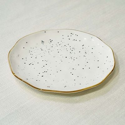 Aadira Dinner Plate White,Gold 10.5 Inch