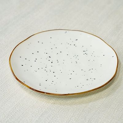 Aadira Dessert Plate White,Gold 8 Inch