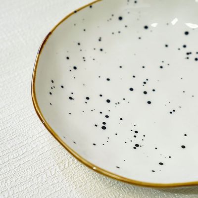 Aadira Soup Plate White,Gold 8 Inch
