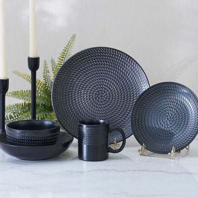 Angelika 18-Pc Stoneware Dinner Set - Black - Serves 4