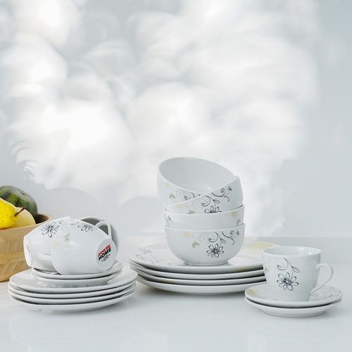 Angelika 20-Pc Porcelain Dinner Set - White-Serves 4