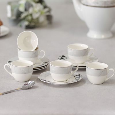 Geometric 12-Piece New Bone China Coffee Cup Set 90Ml -Serve 6