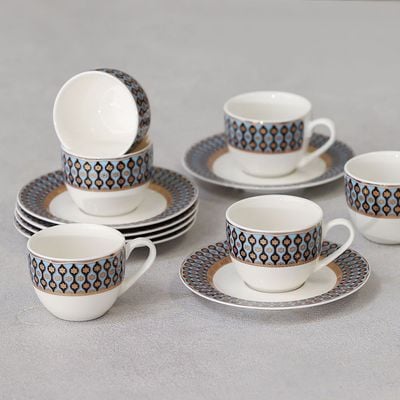 Icon 12-Piece New Bone China Coffee Cup Set 90Ml -Serve 6