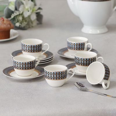 Icon 12-Piece New Bone China Coffee Cup Set 90Ml -Serve 6