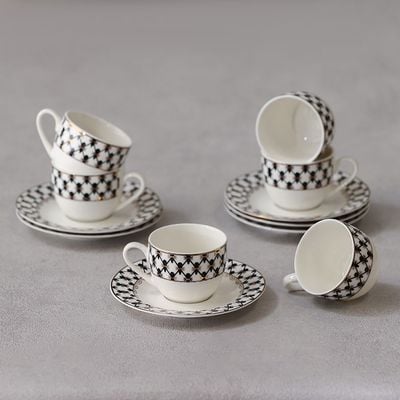 Delvine 12-Piece New Bone China Coffee Cup Set 90Ml -Serve 6