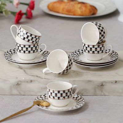 Delvine 12-Piece New Bone China Coffee Cup Set 90Ml -Serve 6