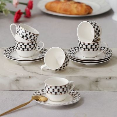 Delvine 12-Piece New Bone China Coffee Cup Set 90Ml -Serve 6