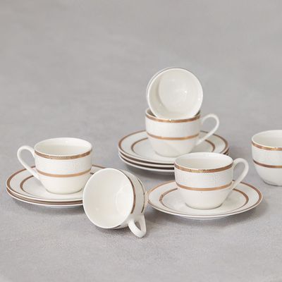 Vella 12-Piece New Bone China Coffee Cup Set 90Ml -Serve 6