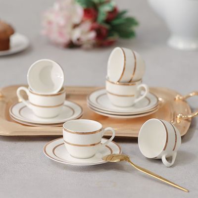 Vella 12-Piece New Bone China Coffee Cup Set 90Ml -Serve 6