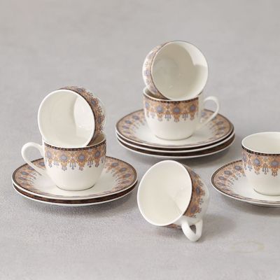 Sahara 12-Piece New Bone China Coffee Cup Set 90Ml -Serve 6