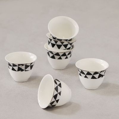 Geometric 6-Piece New Bone China Cawa Cup Set 80Ml -Serve 6