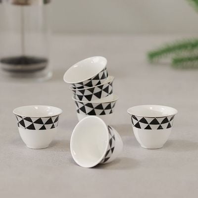 Geometric 6-Piece New Bone China Cawa Cup Set 80Ml -Serve 6