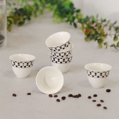 Delvine 6-Piece New Bone China Cawa Cup Set 80Ml -Serve 6