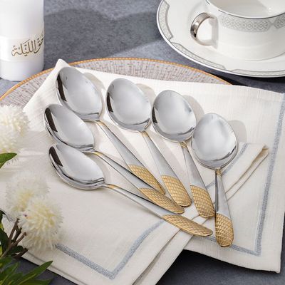 Sigma Base 6-Piece Dinner Spoon Silver,Gold L-18.5 CM