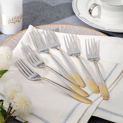 Sigma Base 6-Piece Dinner Fork Silver,Gold L-18.5 CM