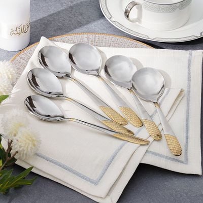 Sigma Base 6-Pc Soup Spoon - Silver/Gold - L - 15.7 cm