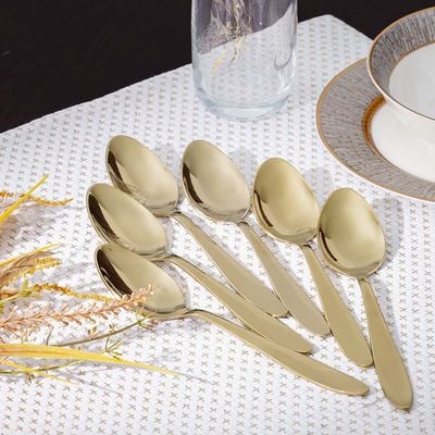 Pvd Lotus 6-Pc Dinner Spoon - Gold - 18.6x4 cm