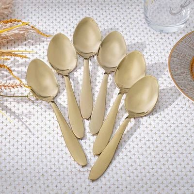 Pvd Lotus 6-Pc Dinner Spoon - Gold - 18.6x4 cm