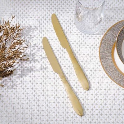 Pvd Lotus 2-Pc Dinner Knife - Gold - 21x1.8 cm