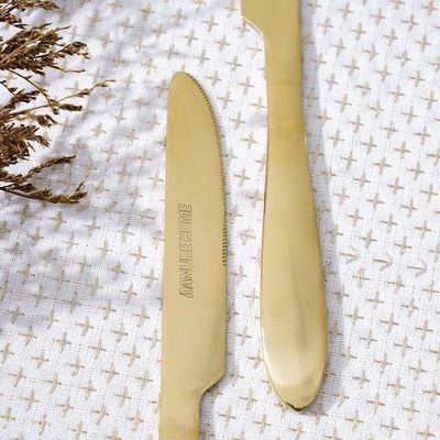 Pvd Lotus 2-Pc Dinner Knife - Gold - 21x1.8 cm