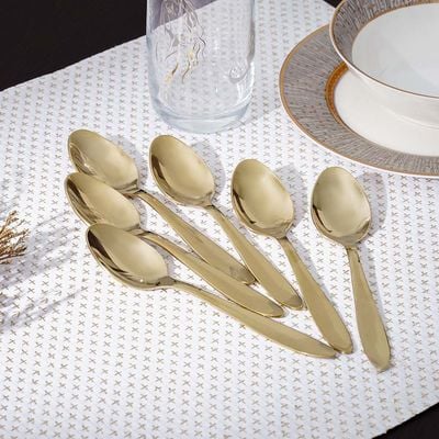 Pvd Lotus 6-Piece Baby Spoon Gold 16.5 X 3.5CM