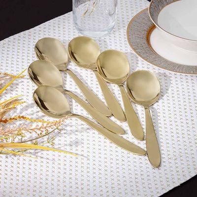 Pvd Lotus 6-Piece Soup Spoon Gold 18 X 4.4CM