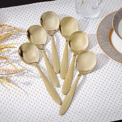 Pvd Lotus 6-Piece Soup Spoon Gold 18 X 4.4CM