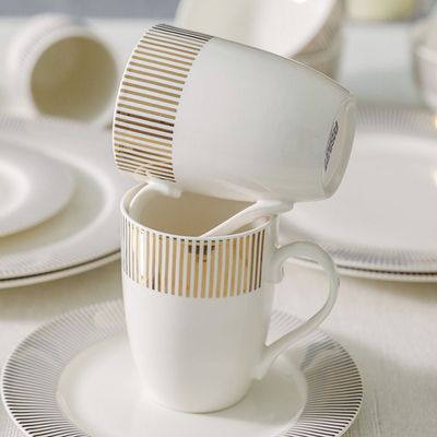 Angelika 16-Piece New Bone China Golden Decal Dinner Set-Serve 4