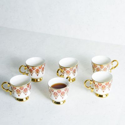 Majestic Leaf 12-Pc New Bone China Coffee Cup Set - 110 ml - Serves 6