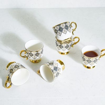 Majestic Moroccan 12-Piece New Bone China Coffee Cup Set 110ml -Serve 6