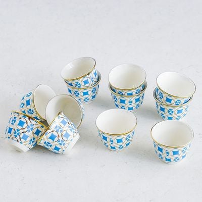 Majestic Dice 12-Piece New Bone China Cawa Cup Set 80ml -Serve 12