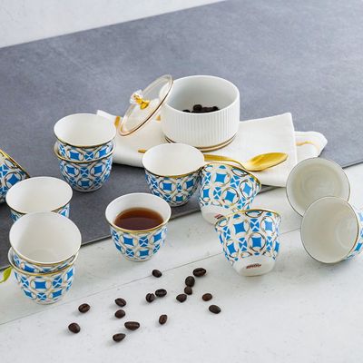 Majestic Dice 12-Piece New Bone China Cawa Cup Set 80ml -Serve 12