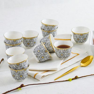 Majestic Classic 12-Piece New Bone China Cawa Cup Set 80ml -Serve 12