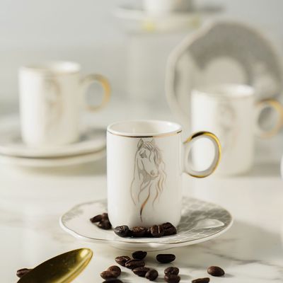 Arabia Grey 12-Pc Cup & Saucer Set - Serves 6 - 90 Ml 
