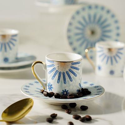 Arabia Blue-12 Piece Coffee Cup & Saucer Set 90Ml -Serve 6