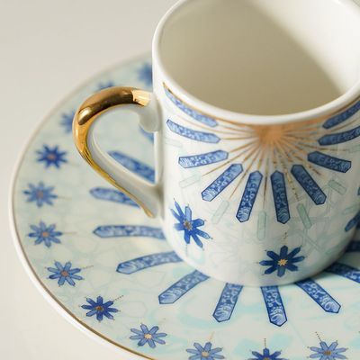 Arabia Blue 12-Pc Coffee Cup & Saucer Set - 90 ml - Serves 6