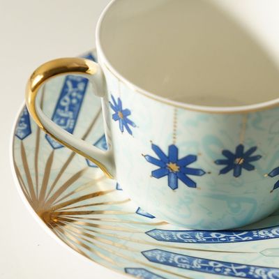 Arabia Blue 12-Pc Tea Cup & Saucer Set - 230 ml - Serves 6