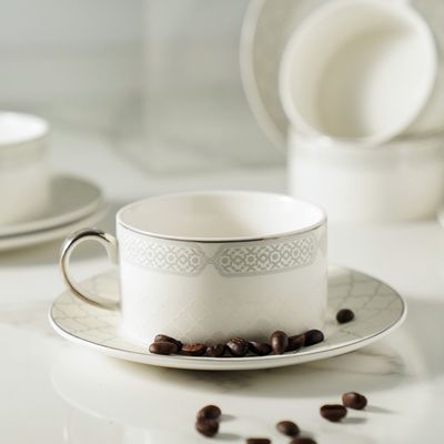 Arabia Cool Grey - 12 Pc Tea Cup & Saucer Set - 180 ml - Serves 6