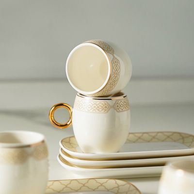 Arabia Warm Grey 12-Pc Coffee Cup & Saucer Set - 80 ml -Serves 6