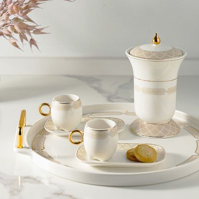Arabia Warm Grey 12-Pc Coffee Cup & Saucer Set - 80 ml -Serves 6