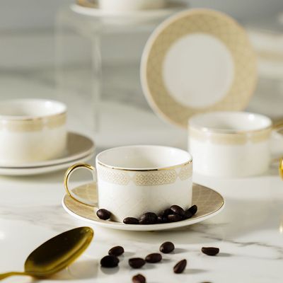 Arabia Warm Grey 12 Pc Coffee Cup & Saucer Set - 80 ml - Serves 6