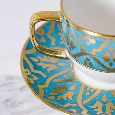 Zahra Cup and Saucer Blue, Gold 200ml