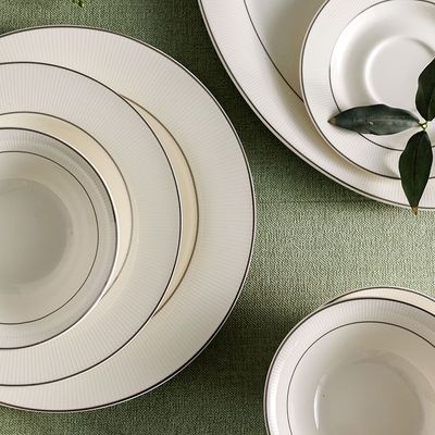 Beatrice 32-Pc New Bone China Dinner Set - Serves 6 - Silver  