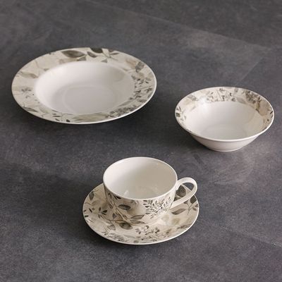 Beatrice 32-Pc New Bone China Dinner Set - Serves 6 - Grey 